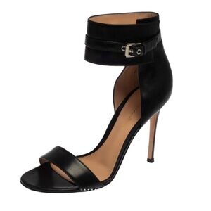 Gianvito Rossi Black Leather Ankle Strap Heels